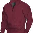 Men's Quarter Zip Sweatshirt Pullover Sweater Casual Long Sleeve Stand Collar Quarter Sweaters (L)