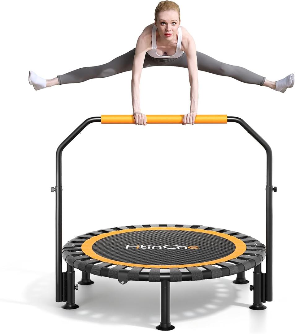 40"/48" Foldable Mini Trampoline Load 330lbs, Portable Exercise Rebounder with Durable Bungee Band, Fitness Trampoline for Adults