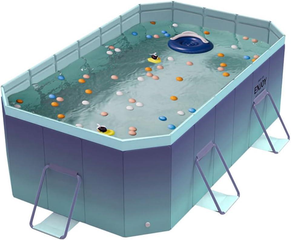 Jessie Foldable Pool for Kids and Adults Non Inflatable Frame Above Ground Outdoor Swimming Kiddie Pools Thickened Support Dog Pool Garden Backyard (118.11 in)