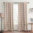 Farmhouse Gingham Curtains Blackout 84 Inches Long, Plaid Curtains for Bedroom and Living Room Buffalo Check Block Print Patterned Curtains 1 Panel (52"W x 84"L (Pack of 1), Neutral)