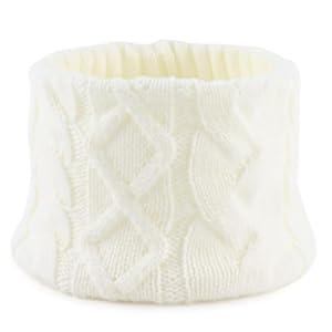 JANGANNSA Winter Kids Scarf Warm Children Neck Warmer Reversible Boys Girls Knitted Scarves (White)