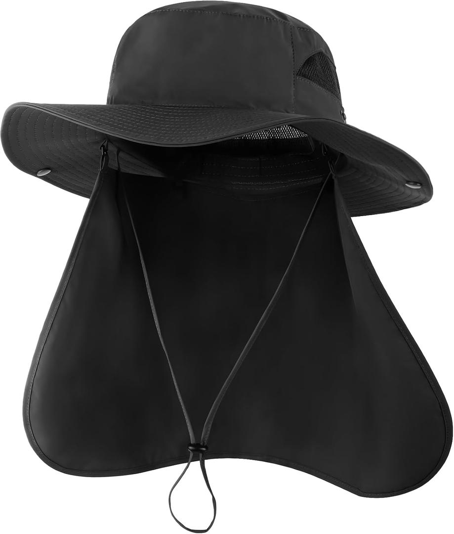 Zylioo XXL Boonie Sun Hat for Big Heads, UPF50+ Fishing Hiking Hat (Black)