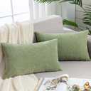 GAWAMAY Lumbar Decorative Rectangle Throw Pillow Covers 12"x20" Inch Set of 2, Super Soft Chenille Throw Pillowcase for Sofa Living Room Bedroom Couch Cushion Cover Sage Green 30x50cm (ONLY Covers)