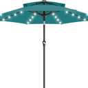 AreShark 9ft 2 Tiers Patio Umbrella with Solar Lights, Outdoor Umbrella w/ 32 LED Lights&8 Sturdy Ribs, Table Umbrella for Deck, Backyard, Pool(Lake Blue)