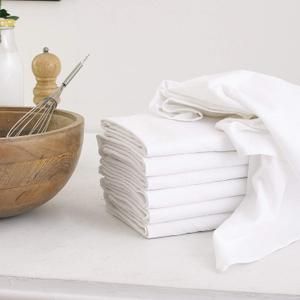 DG Collections 100% Cotton Flour Sack Towels  7 Pack, 33x38 Inches, White, Lint-Free, Pre-Washed, Hemmed Edges  Reusable Kitchen Towels for Cleaning, Embroidery, Printing & Crafts - White