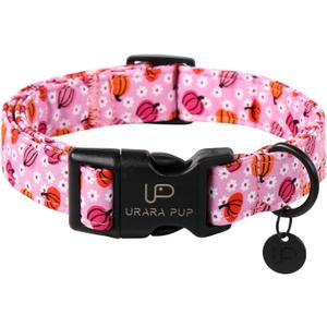 Halloween Pumpkin Dog Collar,Lightweight Pink Halloween Puppy Collar with Plastic Buckle,Fancy for Dogs,Suitable for Small Medium Large Girl or Boy Dogs