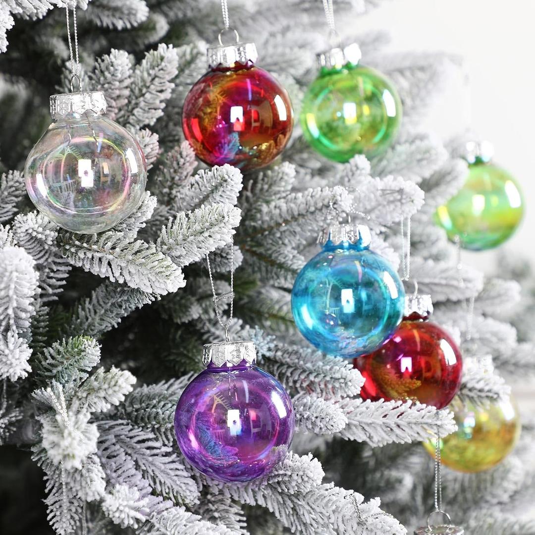 36 Pcs Shatterproof Christmas Ball Ornaments 1.57 inch Plastic Shatterproof Colored Transparent Balls for Xmas Tree Hanging Decor Holiday Wedding Engagements Party(Colorful)