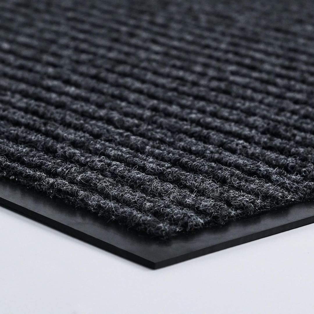 Front Door Mat Outside Entrance, 120" x 36" Sturdy Indoor Outdoor Mats for Entryway, Low Profile Welcome Doormat for Home Entrance, Non Slip Shoe Scraper Mat, Ideal for High Traffic Area (Dark Grey Striped)