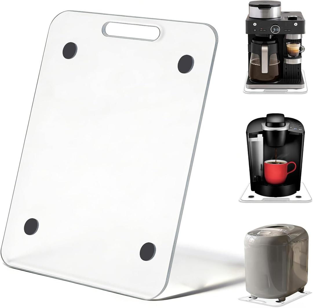 Appliance Slider for Coffee Maker, Acrylic Sliding Tray for Kitchen Countertop, Non-Slip Counter Mat for Small Appliances, 10.6" W x 14" D