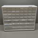 Akro-Mils 44-Drawer Plastic Drawer Storage Cabinet for Garage Organization, Bead Organizer, Building Bricks Storage, Teacher Toolbox, Makeup Organizer, 20" W x 6" D x 16" H, 10144 White