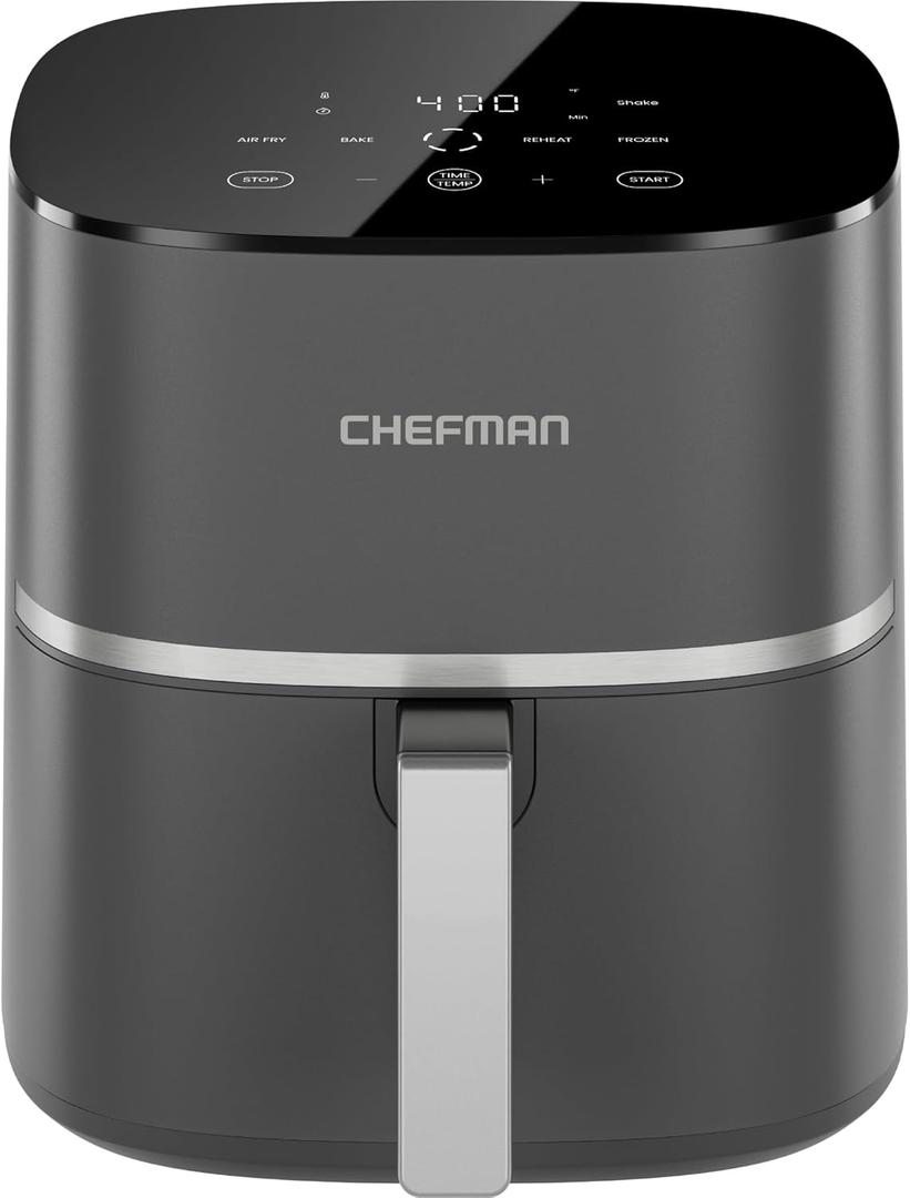 Chefman TurboX 4-in-1 Air Fryer, 5-Quart Airfryer for Extra Crispy Chicken, Fries, Wings, and More, Air Fry, Bake, Reheat, and Frozen Functions, Digital Touch Controls, Dishwasher Safe - Gray Chefman TurboX 4-in-1 Air Fryer, 5-Quart Airfryer for Extra Crispy Chicken, Fries, Wings, and More, Air Fry, Bake, Reheat, and Frozen Functions, Digital Touch Controls, Dishwasher Safe - Gray