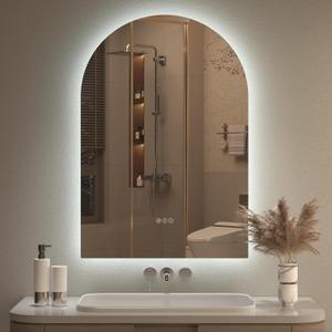 Backlit Arched LED Bathroom Mirror 20x30 Inch, Dimmable Backlit Bathroom Mirror, LED Lighted Vanity Mirror, Anti-Fog, 3 Colors, Memory, Shatter-Proof, ETL Listed