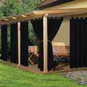 HolidayIdeas Waterproof Outdoor Curtains for Patio, 6 Panels - 54x120 Inches - Weatherproof Privacy Outsides Curtains for Backyard Porch Gazebo, Sunlight & UV Blocking Black, 54"W x 120"L (Pack of 6), 6