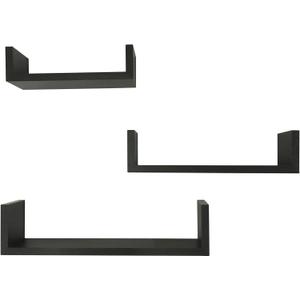 EWEI'S HomeWares 3 Floating U Shelves, Espresso Finish