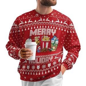 Plush Fleece Christmas Crewneck for Men Women 3D Print Loose Fit Sweatshirt Size L
