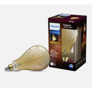 Philips 40Watt Equivalent A50 Dimmable Vintage Glass Edison LED Large Bulb 2000K 1 Pcs