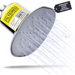 Afina Filtered Shower Head | High Pressure Shower - Reduces Dry Itchy Skin, Dandruff, Eczema, & Dramatically Improves Condition of your Skin, Hair & Nails (Chrome)