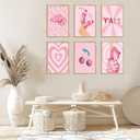 JSXOVDL Pink Preppy Room Decor Wall Art Retro Cowboy Western Wall Art Aesthetic Preppy Stuff Canvas Prints Wall Art Vintage Pink Poster for Girls Bedroom Dorm 8x10 Unframed 6pcs