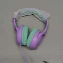 Kids Headphones with Cord for School - Over-Ear 85/94dB Volume Limiter, 3.5mm Jack Foldable Stereo Sound Headset for Toddlers Girls Boy Travel Learning Entertainment Tablet Kindle iPad PC Purple Green