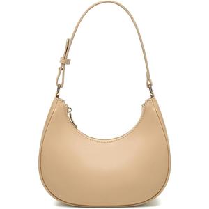 Crescent Shoulder Bags for Women Cute Hobo Tote Handbag Under the Arm Purses Mini Clutch Purse with Zipper Closure (Khaki)
