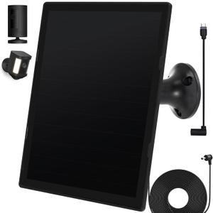 Solar Panel Charger for Ring Camera, Compatible with Ri ng Stick Up Cam, Stick Up Cam Pro, Ring Spotlight Cam Plus/Pro, 6W5V 13ft Charging Cable (Black-1Pack)