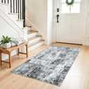 3x4 Washable Entryway Area Rug - Non-Slip Modern Small Indoor Mat for Bathroom,Living Room,Bedroom - Abstract Neutral Soft Low-Pile Throw Carpet with Rubber Backing（Grey）