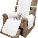 U-NICE HOME Recliner Chair Covers Reversible Chair Cover Pet Covers for Dogs with Elastic Straps Water Resistant Diamond Quilted (28''Recliner Oversized, White/White)