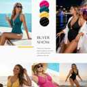 SHAPELLX Tummy Control Swimsuits One Piece V Neck Slimming Bathing Suit for Women Cutout Ruched Shapewear Swimwear (Black, XL)