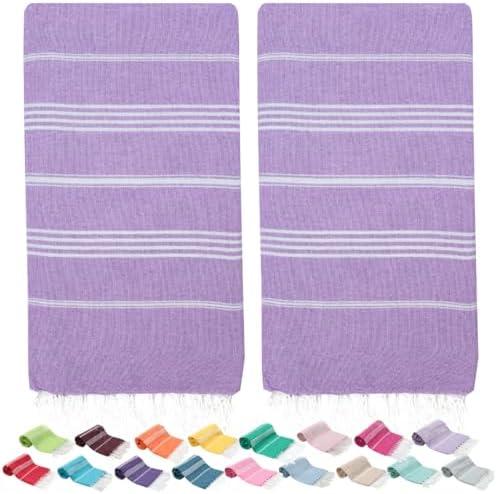 PARK&OZ Turkish Beach Towels 2 Pack – Oversized 100% Cotton Quick Dry Absorbent Sand-Free Blanket 72x40, ExtraLarge Lightweight Pool Towels for Adults Women Men, Sand Resistant, Perfect Travel (Lilac)