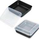 8" x 8" Baking Pan with lid, Stainless Steel Square Cake Pan 2 Pack