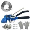 Banding Strapping Kit with Strapping Tensioner Tool, 100 ft Length 304 Stainless Steel Banding,100pcs Steel Buckles, Pair of Cut-Resistant Gloves, Complete Packaging Strapping Solution