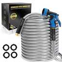 Lefree 100ft Metal Garden Hose - Heavy Duty 304 Stainless Steel Flexible Water Hose, No Kinks & Leak-Proof with Upgraded Handle, 10-Function Spray Nozzle & 4 Spare Gaskets for Yard, RV, Pet Bath