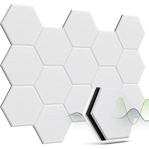 Soundproof Wall Panels Mass Loaded Vinyl Sound Proof Panels High Density 12 Pack Self-Adhesive Sound Barrier 12"X10.2"X0.4" MLV Insulation for Walls, Doors, Ceilings (White)