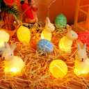 Easter String Lights with 10 LED Bunny Cracked Egg - 8.2Ft Battery Powered Light with Timer Function - Fairy Spring Lighting for Indoor House Party Classroom Bedroom Rabbit Decorations - Clear Wire