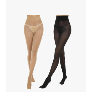 2 Pairs Shiny Pantyhose for Women High Waist Silk Oil Shimmer Sheer Tights M