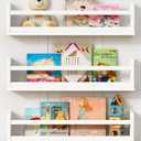 White Wall Bookshelf for Kids Room, 24 Inch Toddler Nursery Bookshelf Wall Mounted for Baby Boy Girl Bedroom, Floating Childrens Book Shelves with Hanging Rod for Books - Set of 3