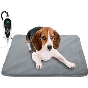 RIOGOO Pet Heating Pad, Upgraded Electric Dog Cat Heating Pad Indoor Waterproof, Auto Power Off (M: 18"x 18", Grey)