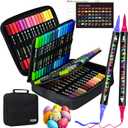 IVSUN Acrylic Paint Pens, 60 Colors Dual Tip Paint Markers with Fine Tip and Brush Tip for Stone, Wood, Canvas, Calligraphy, Ceramic, Metal, Glass, Rock Painting, DIY Crafts Art Supplies Kit