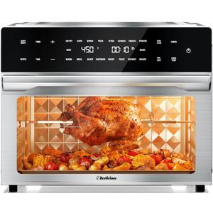 32QT Air Fryer Toaster Oven Combo with Rotisserie, Turbo Convection, Silver, 16.9"D x 18"W x 14.4"H