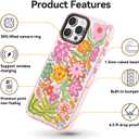 for iPhone 13 ProCase Cute - Durable Shockproof 6.6 ft Drop Impact Phone Case - Funny Passion Flower Design (6.1") Glitter Pink