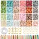 TEXGIZRLY 3mm Glass Seed Beads for Jewelry Making, Friendship Bracelet Making Kit for Girls Adults, 24 Colors Bead Bracelet Kit for DIY Crafts Gifts (3MM-A)