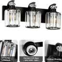 Black Bathroom Light Fixtures with K9 Crystal Lampshade Bathroom Lighting Over Mirror Vanity Lights for Living Room,Bedroom,Restroom,Hallway 3 Lights