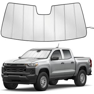 Windshield Sun Shade Compatible with Chevy Colorado 2023-2026, Foldable Truck Sunshade Shield with Storage Pouch, Front Windshield Window Sun Shade Cover for UV Heat Blocker & Interior Protector