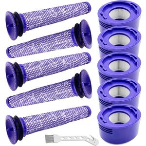 10 Pack Replacement Vacuum Filters Compatible with Dyson V7, V8 Cordless Vacuums - 5 Pre-Filters, 5 Post-Filters