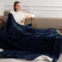 Electric Blanket Queen Size 84" x 90" Heated Blanket with Dual Control, 5 Heating Levels & 10 Hours Auto Off, Fast Heating Blanket Soft Flannel & Fluffy Sherpa, Birthday Gifts for Senior Grandma Blue