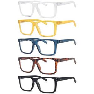 Eyekepper 5-pack Oversized Reading Glasses Square Large Frame Readers for Men and Women +3.50