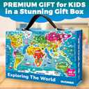 QUOKKA Giant Floor Puzzle for Kids Ages 4-6  2x3 Feet Extra-Thick 48 Pieces Toddler Puzzle Ages 3-5  World Map Educational Activity for Boys Girls  Premium Box with Sturdy Handle & Magnetic Closure