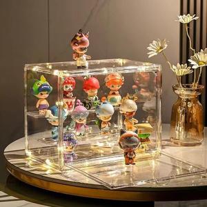 3PACK 3 Tiers Clear Display Case with Lights, Acrylic Storage Organizers Box with Magnetic Door, Acrylic Dustproof Showcase for Collectibles Action Figure