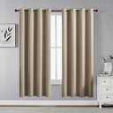 CUCRAF Beige Blackout Curtains 63 inch Length 2 Panels Set, Room Darkening Drapes for Living Room Bedroom, Thermal Insulated Light Blocking Grommet Window Curtain (W52 x L63 Inch)