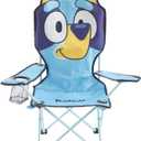 Bluey Kids Folding Camp Chair, Portable Outdoor/Indoor Chair with Carry Bag, Cup Holder, High Back, Lightweight & Durable for Ages 3+, 29.1"h X 15"w X 14.5"d
